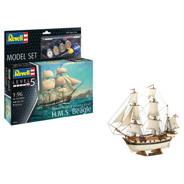 KIT PARA MONTAR REVELL MODEL SET HMS BEAGLE 1/96 178 PEÇAS COMPLETO COM TINTAS COLA E PINCEL REV 65458